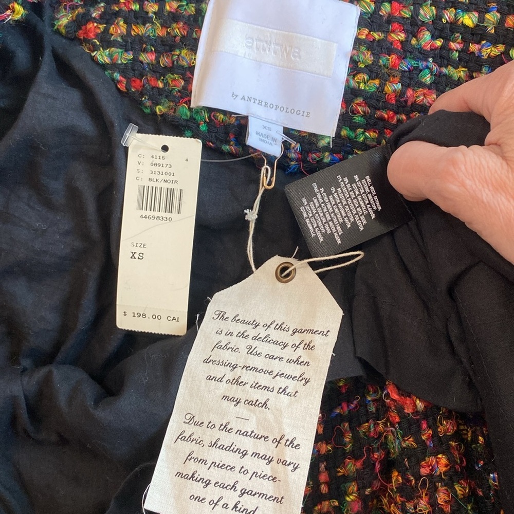 Anthropologie Twa Berwyn Tweed Coat Cardigan Multicolor NWT XS - Picture 15 of 16
